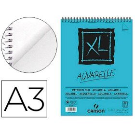 Bloco de Desenho Aguarela Canson Xl Aquarelle Grano Fino Din A3 Microperfurado Espiral 29,7X42 Cm 30 Folhas 300 Gr
