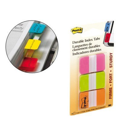 Bandas Separadoras Post-It Index 3 Cores Rosa, Verde E Laranja