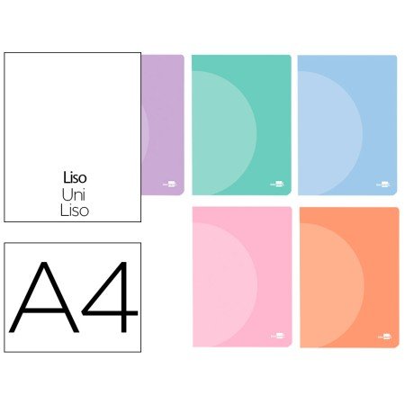 Caderno Agrafado 360 Capa de Plastico Din A4 48 F 90 Gr Liso Sem Margem Cores Pastel Sortidas