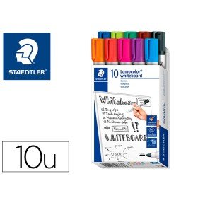 Marcador Staedtler Lumocolor 351 Para Quadro Branco Ponta Redonda 2 Mm Estojo de 10 Unidades Cores Sortidas