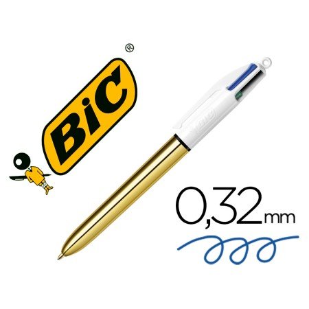 Esferografica Bic Quatro Cores Shine Ouro Ponta de 1 Mm