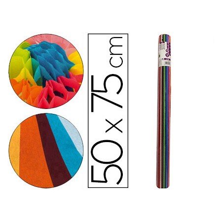 Rolo de Papel Seda 12 Cores Sortidos 17Gr de 24 Folhas 50X75Cm