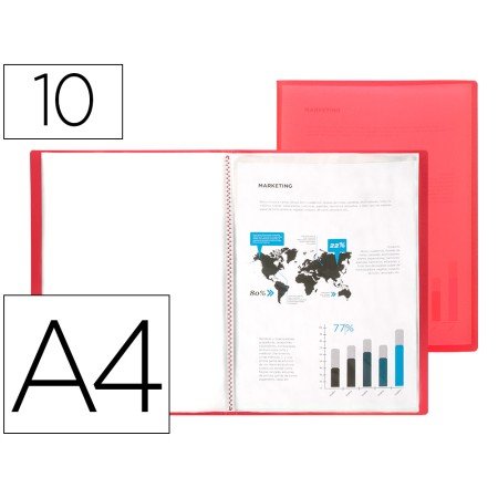 Capa Catalogo 10 Bolsas Polipropileno Din A4 Vermelho