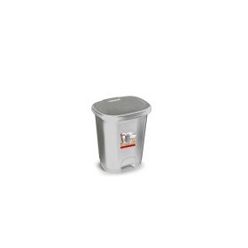Contentor Plasticforte Plastico com Pedal 18 Litros Cor Prata 330X280X405 Mm