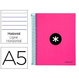 Caderno Espiral Din A5 Antartik Capa Forrada 120 F 100 Gr Pautado 5 Mm 5 Bandas Cor Rosa
