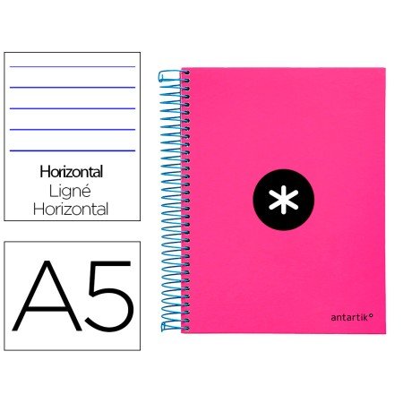 Caderno Espiral Din A5 Antartik Capa Forrada 120 F 100 Gr Pautado 5 Mm 5 Bandas Cor Rosa