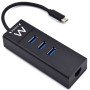 hub usb 3 portas ewent - usb 3.1 gen1 - porta rj45 - preto