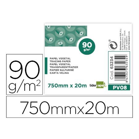 Bloco de Papel Vegetal 750Mmx20M 90 Gr em Rolo