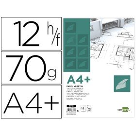 Bloco de Papel Vegetal Din A4+ 320X240Mm 70 Gr Bolsa de 12 Folhas