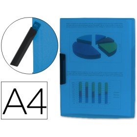 Bolsa Dossier com Clip Lateral Din A4 Azul 30 Folhas