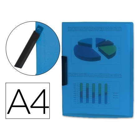 Bolsa Dossier com Clip Lateral Din A4 Azul 30 Folhas