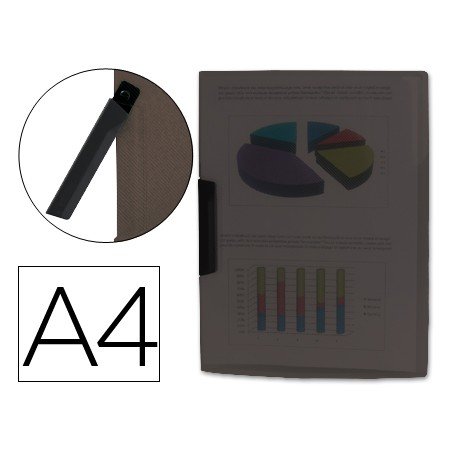 Bolsa Dossier com Clip Lateral Din A4 Preto 30 Folhas