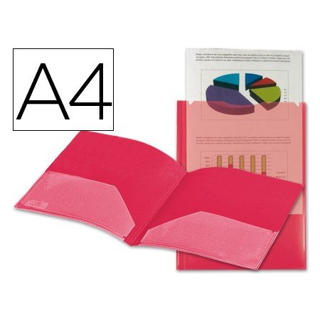 Bolsa Dossier com Dupla Bolsa Din A4 Vermelha