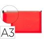Bolsa Porta Documentos A3 com Fecho Vermelho Translucido