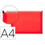 Bolsa Porta Documentos A4 com Fecho Vermelho Translucido