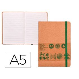 Caderno Agrafado Ecouse 100% Reciclado A5 96 Folhas 70G/M2 Pautado com Elastico E Marcador Paginas