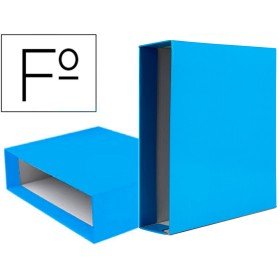Caixa Para Pasta de Arquivo de Alavanca Documenta Cartao Folio Lombada 75 Mm Celeste