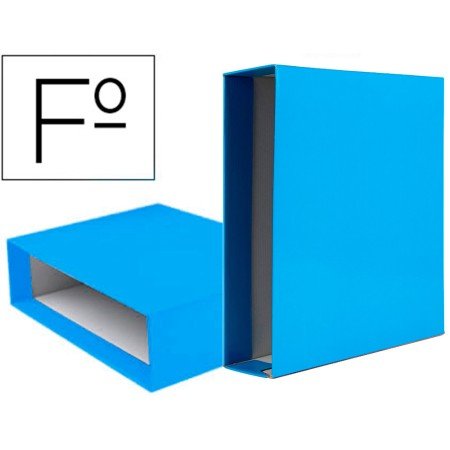 Caixa Para Pasta de Arquivo de Alavanca Documenta Cartao Folio Lombada 75 Mm Celeste