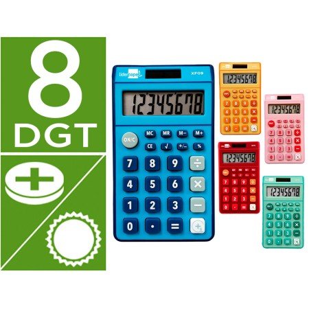 Calculadora de Bolso Xf14 8 Digitos Solar E Pilhas 115X65X8 Mm Expositor de 16 Unidades Cores Sortidas