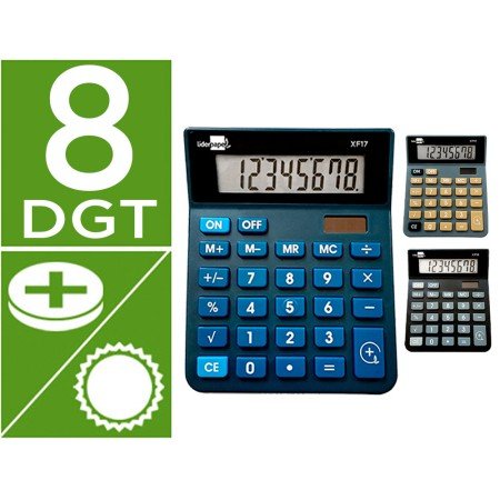 Calculadora de Secretaria Xf19 8 Digitos Solar E Pilhas 127X105X24 Mm Expositor de 10 Unidades Cores Sortidas