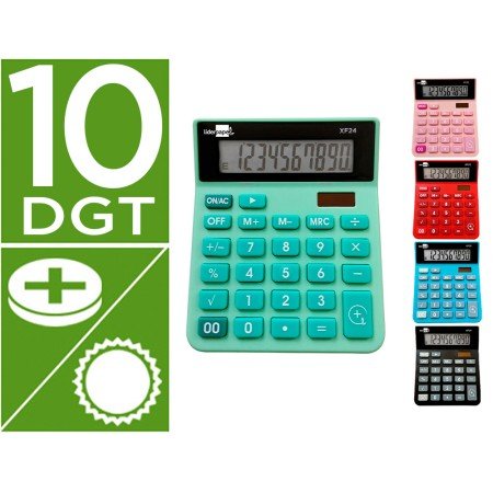 Calculadora de Secretaria Xf25 10 Digitos Solar E Pilhas 127X105X24 Mm Expositor de 10 Uds. Cores Sortidas