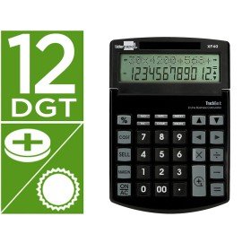 Calculadora de Secretaria Xf40 12 Digitos Duas Linhas Solar E Pilhas Cor Preto 175X120X30 Mm 40% Plastico Rec