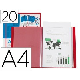 Capa Catalogo 20 Bolsas Din A4 Vermelho Translucido