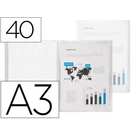Capa Catalogo 40 Bolsas Polipropileno Din A3 Transparente Translucido