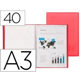 Capa Catalogo 40 Bolsas Polipropileno Din A3 Vermelho Translucido