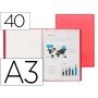 Capa Catalogo 40 Bolsas Polipropileno Din A3 Vermelho Translucido