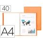 Capa Catalogo 40 Bolsas Polipropileno Din A4 Traslucida Laranja Frosty