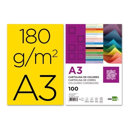 Cartolina Din A3 180 Gr Amarelo Pack de 100 Unidades