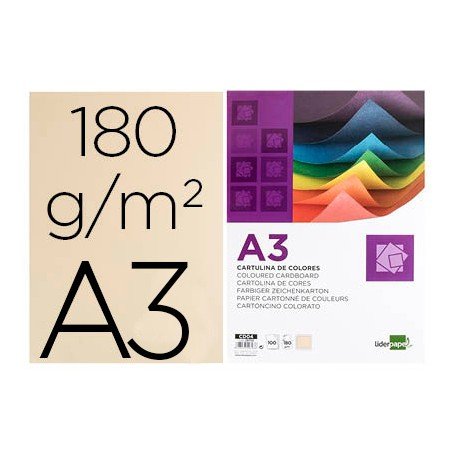 Cartolina Din A3 180 Gr Creme Pack de 100 Unidades