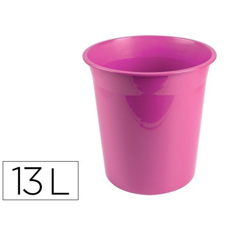Cesto de Papeis em Plastico Ecouse 100% Reciclado Rosa Opaco 13 Litros 275X285 Mm