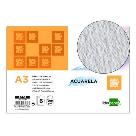 Papel Aguarela Din A3 300 Gr Embalagem de 6 Folhas