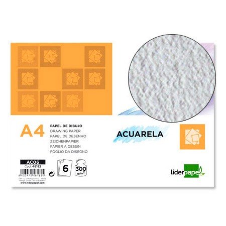 Papel Aguarela Din A4 300 Gr Embalagem de 6 Folhas