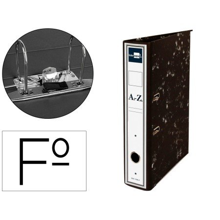 Pasta de Arquivo de Alavanca Cartao Forrado Folio Jaspeado Preto Sem Caixa com Rado Lombada 52 Mm