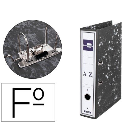 Pasta de Arquivo de Alavanca Folio Classic Black Cartao Colado com Rado Lombada 75Mm Preto Compressor Metalic
