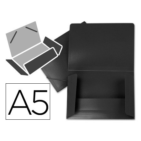 Pasta de Elasticos em Polipropileno Din A5 Preta