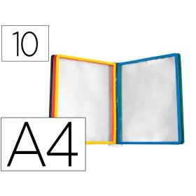 Porta Catalogo de Parede Plastico com 10 Bolsas Din A4 Cores Sortidas