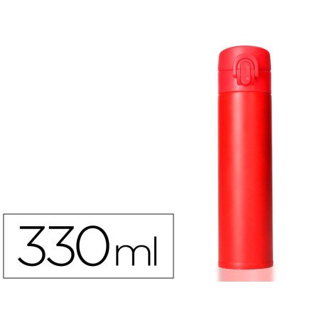Termo Aco Inoxidavel com Dupla Cobertura E Sistema de Abertura Facil com Botao 330 Ml Cor Vermelho