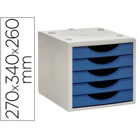 Bloco Classificador de Gavetas Q-Connect 5 Gavetas Cor Azul Opaco 270X340X260 Mm