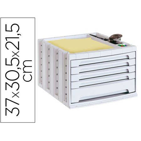 Bloco Classificador de Secretaria 5 Gavetas Cinza Opaco 370X305X215 Mm Espaco Organizacao Superior