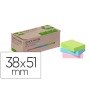 Bloco de Notas Adesivas Q-Connect 38X51 Mm 100% Papel Reciclado Cores Pastel Caixa de Cartao