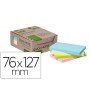 Bloco de Notas Adesivas Q-Connect 76X127 Mm 100% Papel Reciclado Cores Pastel Caixa de Cartao