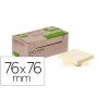 Bloco de Notas Adesivas Q-Connect 76X76 Mm 100% Papel Reciclado Amarelo Caixa de Cartao