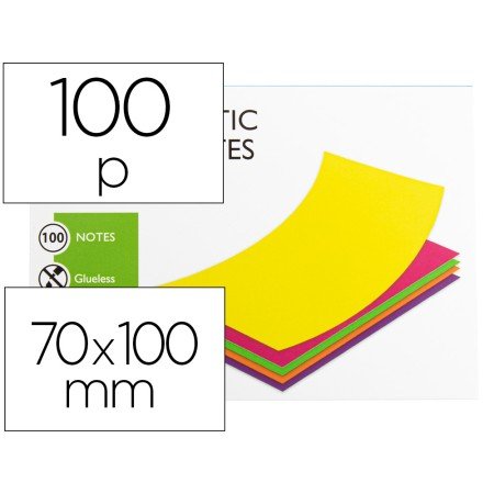 Bloco de Notas Magneticas Q-Connect 70X100 Mm 100 Folhas 5 Cores Fluorescentes