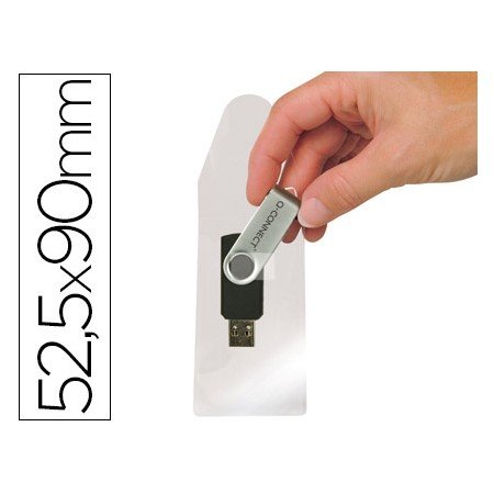 Bolsa Autoadesiva Q-Connect Para Memorias USB Capacidade Para 10 Unidades 52,5X 90 Mm