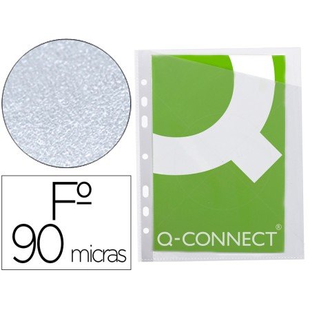 Bolsa Catalogo Q-Connect Corte Obliquo 290X195 Mm Cristal 4 Furos Pvc 90 Mc Caixa de 100 Unidades