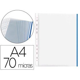 Bolsa Catalogo/Mica Q-Connect Din A4 70 Microns Pp Cristal com Borda Azul Bolsa de 10 Unidades